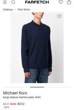 Michael Kors 100% Extra Fine Merino Wool Polo-XL-Navy-Excellent-Unworn-MSRP 377$