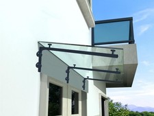 Glaswerk Westfalen - (3L) 230x90 cm Klarglas Glasvordach inkl. Halter in RAL 701