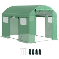 Outsunny Polytunnel Greenhouse with 3 Roll-up Doors, 3 x 2 x 2m, Green