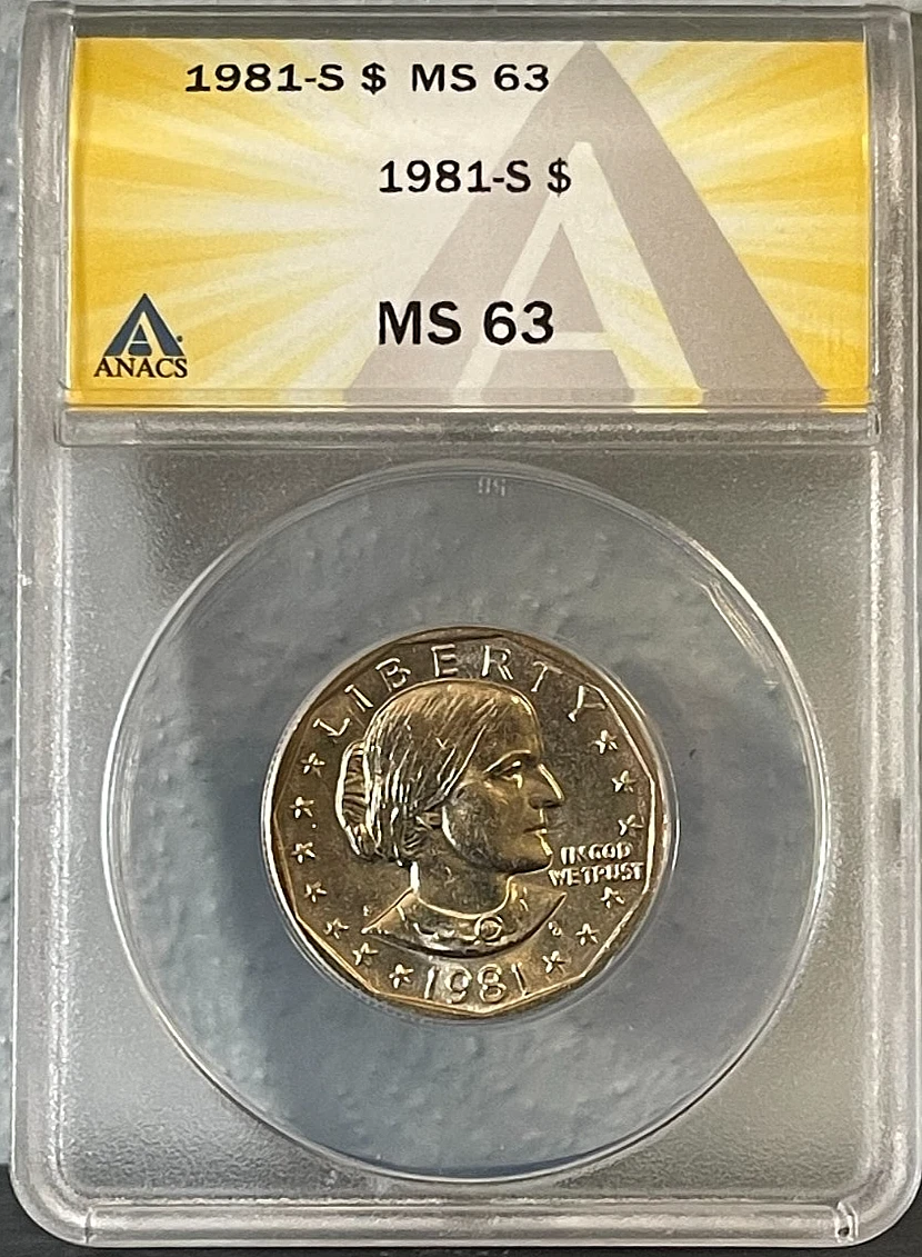 Uncirculated ANACS Susan B Anthony Dollars (1979-1981, 1999) for