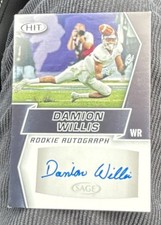 2019 Sage Hit Premier Draft - Rookie Autographs Damion Willis #A82 Black (AU,...