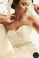 EUC Organza Mermaid Lace-up Back Wedding Dress with Belt and Dress Bag $1350 18W