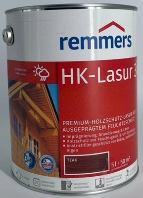 Lasure Remmers HK 3 en 1 lasure de protection du bois 5 L lasure bois mat apprêt extérieur bois ! - Photo 1/3