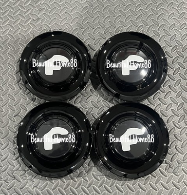 #ad 4 pcs Set BLACK Forgiato Floating Center Caps XL Hubcap Rim 7.2” $145.67