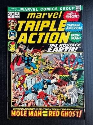 MARVEL TRIPLE ACTION #6 October 1972 Avengers #12 Reprint Thor Captain America