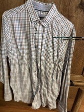 Johnston & Murphy Men's White Multicolor Plaid Cotton Long Sleeve Button-Up Shi…