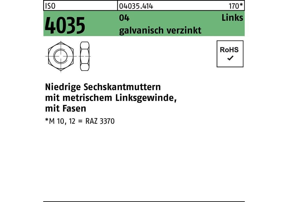 Устройство для измерения давления ISO 4035 niedrig m.Fasen соединяет 8 автоматических цепей galv...