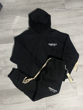 Essentials Men's Black 2-Piece Fleece Sweatsuit Hoodie Pants