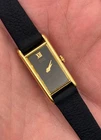 1988 Vintage Seiko Women's Black & Gold Tank w/New Band - 2E20 Quartz - RUNNING!