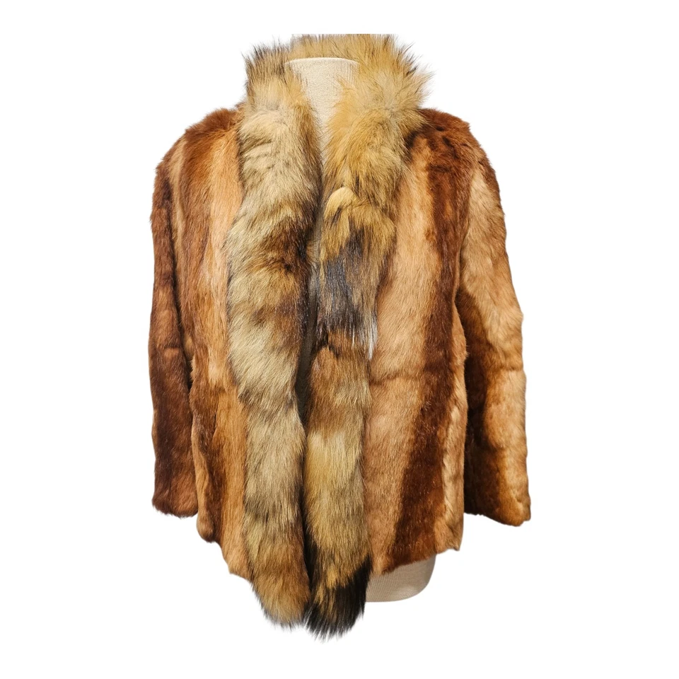 Vintage Orange Red Fox Fur Jacket Real Red  Fox Coat - BoHo Fox Jacket -S/M - Image 3 of 4