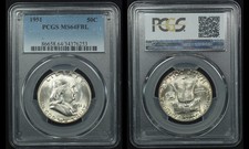 Franklin Half Dollar. 1951 P. PCGS MS64 FBL. Lot # 9065-393-253