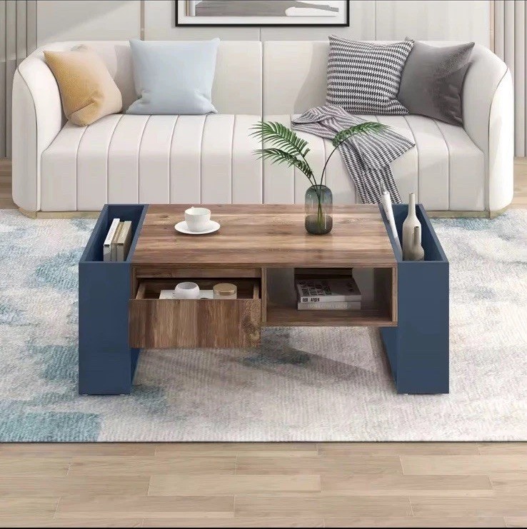 Table basse en bois de chêne pour apéritif entre amis et soirées conviviales au salon