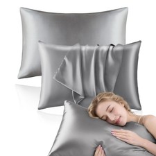 Satin Pillowcase for Hair and Skin, 2 Pack Soft Silky Pillow, Cooling and Res...