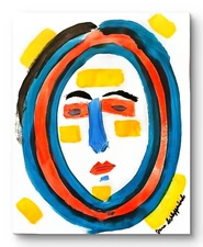 Minimalist Abstract Face Expressionism Bold Acrylic Art Signed Original Painting