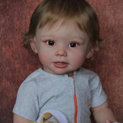 28'' Reborn Baby Doll Cute Toddler Boy Root Short Hair Cloth Body Handmade Gifts