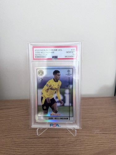 Jude Bellingham Dortmund Rookie Refractor 2020 Topps Merlin Chrome UCL. PSA 10