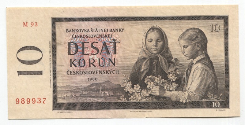 Czechoslovakia 1960 10 Korun Banknote P#88b Uncirculated See Scans