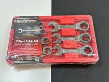 Gearwrench 7pc Sae Stubby Ratcheting Combination Wrench Set 38-34 New Nos