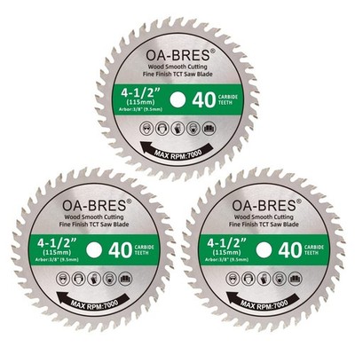 4-1/2, 40T TCT Circular Saw Blades for Wood Fine Finish, 3/8, 3-Pack Trim Blades