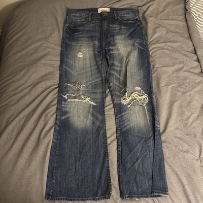 BDG Slacker Fit Distressed Flare Jeans Size 32x30 Ripped Y2K Grunge Baggy Denim