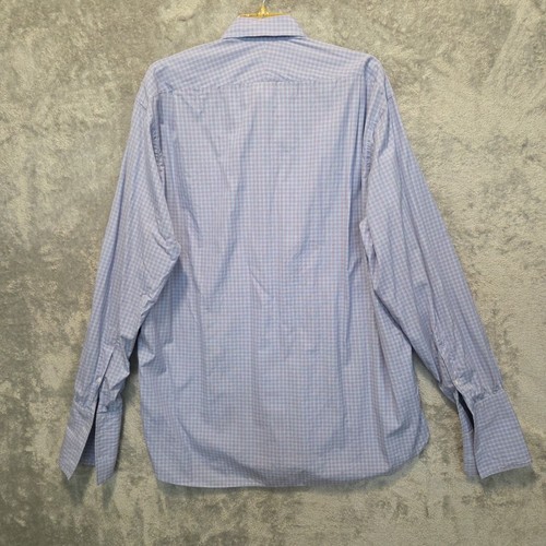 Turnbull & Asser Shirt Mens 17 Blue Red White Check Dress Button England - Picture 8 of 16