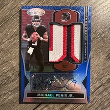 Michael Penix Jr. 2024 Certified Freshman Fabric Mirror Blue Etch RPA RC 01/20
