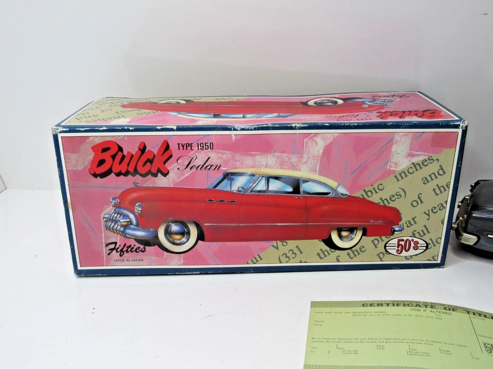 1/18 50’s FIFTIES Buick Sedan TYPE 1950 BLUE GRAY TIN Friction CAR Japan Box P15 - Image 2 of 4