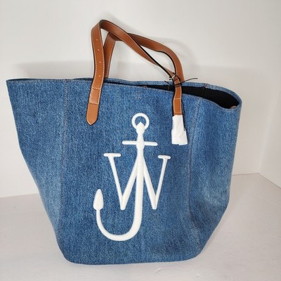 JW ANDERSON Denim Womens Large Tote Bag Shoulder Bag Blue Denim MSRP $850