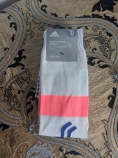 New Junior Juventus Home Football Socks White Blue Neon Size 4.5-5.5/ 37-39