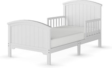 Hampton Arch Top Toddler Bed for Kids with Guard Rails, Low to Ground Design, Ma