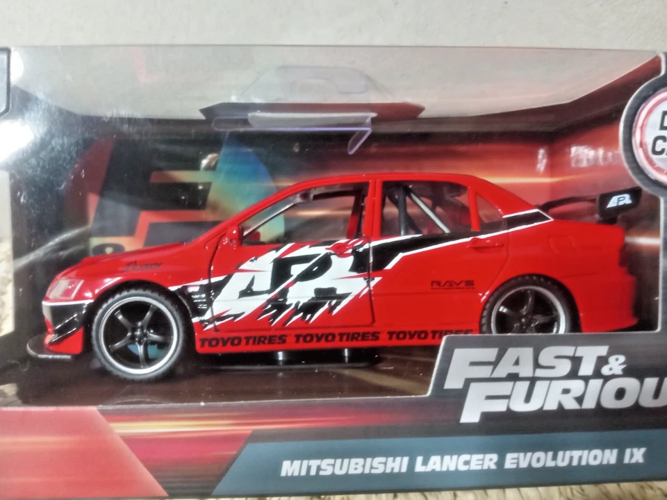 Fast & Furious Mitsubishi Lancer Evolution lX Red Diecast 1:32 Scale Rare Jada - Image 2 of 4