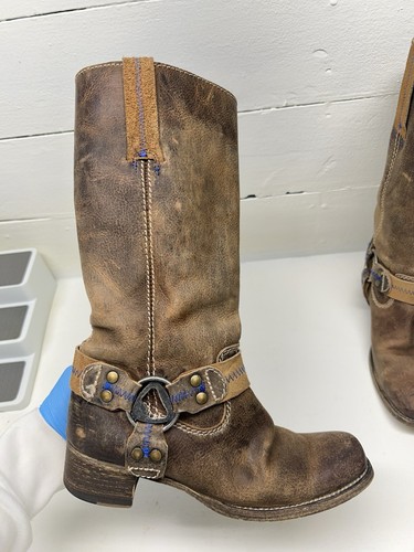 Bed Stu Opal Damen 7 braune abgenutzte Leder Biker Harness Stiefel - Bild 19 von 24