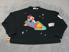 NEW Disney Sweater Womens Medium Black Minnie Mouse Play In The Park Astro Parks