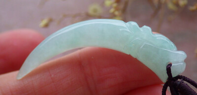 Certified Green Burma 100% Natural A Jade jadeite Pendant Dragon tooth 653599 AS