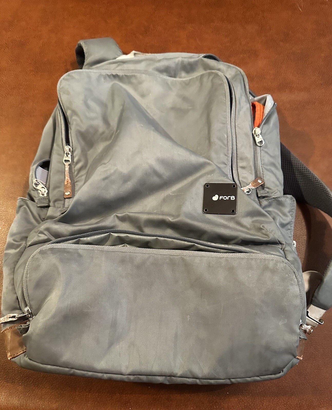 Gray Forb Diaper Backpack with Mini Freezer Warmer Pockets Mat Bag-image
