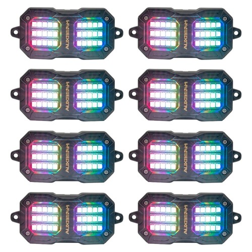 AUXBEAM 8 Pods RGB LED Rock Light Underglow Lamp Offroad Remote bluetooth APP - Picture 11 of 12