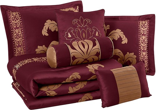 Chezmoi Collection Royale 7-Piece Bedding Set Jacquard Floral Comforter Set - Picture 6 of 23