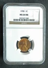 1958 Lincoln Cent. MS 64 RB. NGC