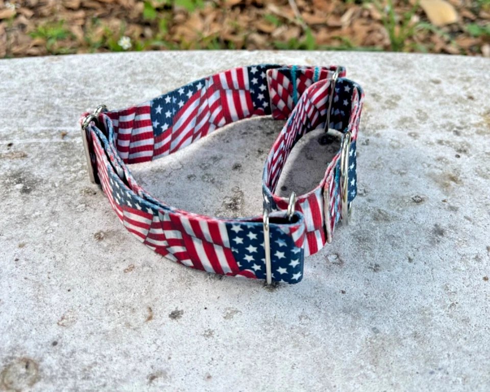 1.5" Wide American Flag Martingale Dog Collar - Patriotic Martingale Collar USA - Image 4 of 4