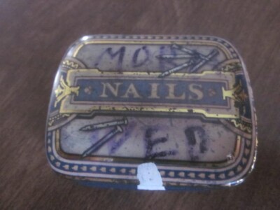 Vintage Mini Tin Canister Metal Container Dodo Designs England ''Nails''