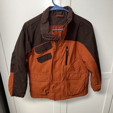 L.L. Bean Orange  Brown Ski Jacket Youth M 10-12 Full Zip Heavy