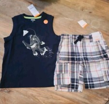 Nwt fishing angler fish gymboree plaid shorts tank top boys 4