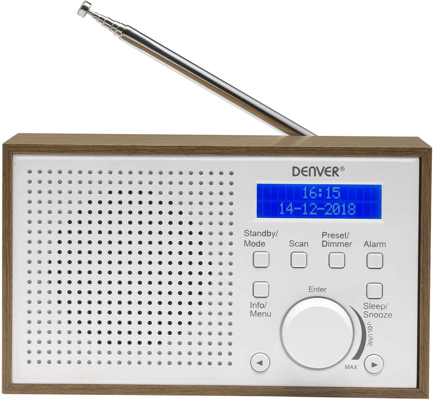 DAB Portable Radio with FM Dual Alarm Mains & Battery Snooze & Sleep