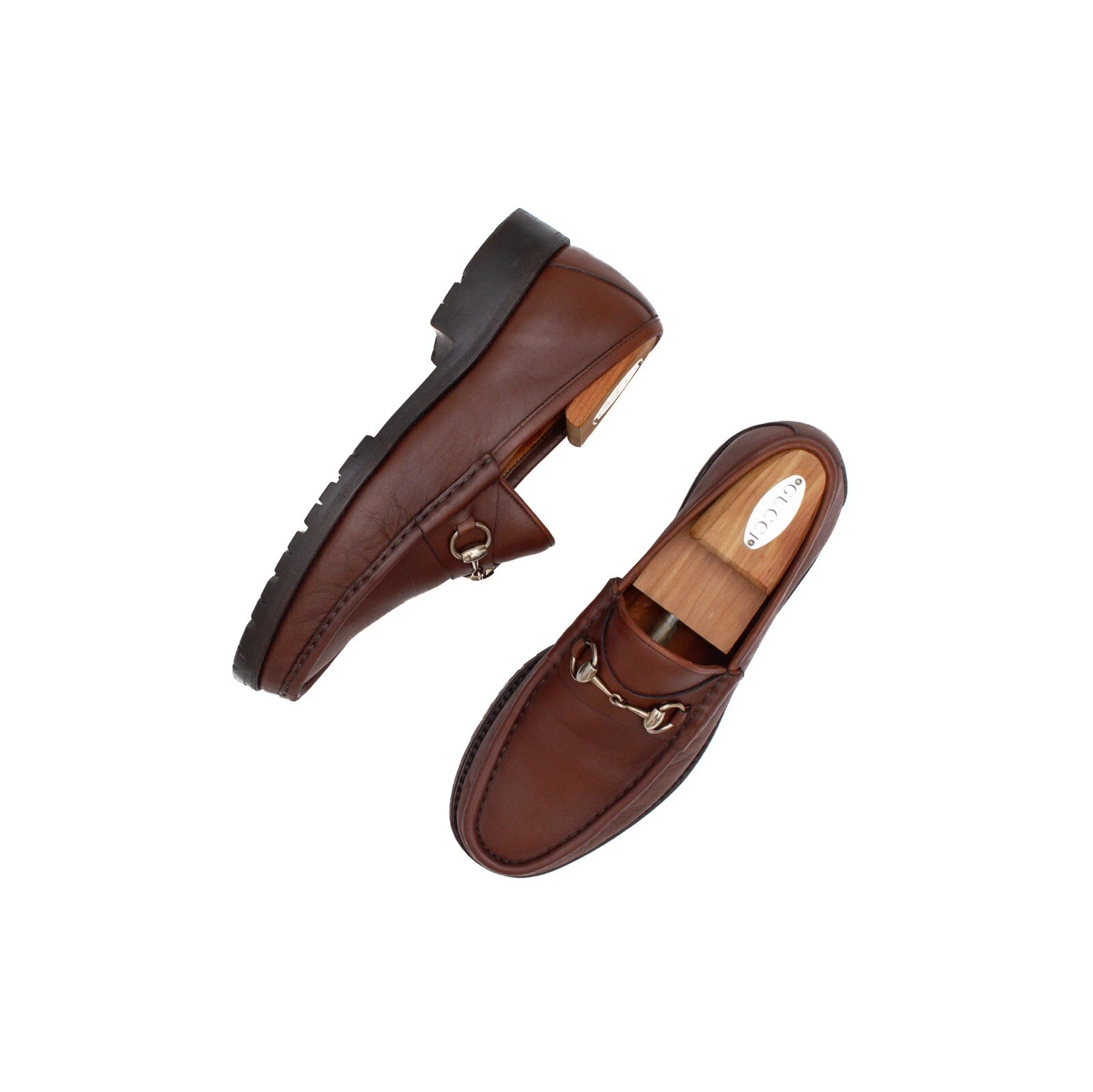 Mocassins vintage Gucci époque Tom Ford cuir marron Horsebit semelle à pattes EU 41,5 / US8,5 D 