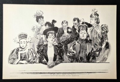 Antique Print Bookplate INAUGURATION DAY IN THE DIPLOMATIC GALLERY WASHINGTON