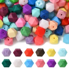 100Pcs 14mm Hexagon Silicone Beads Large Rubber for DIY Necklace Bracelet Making