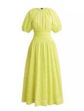 J. CREW Provence Smocked Waist Eyelet Midi Dress in Yellow Sorbet Size XXS NWOT