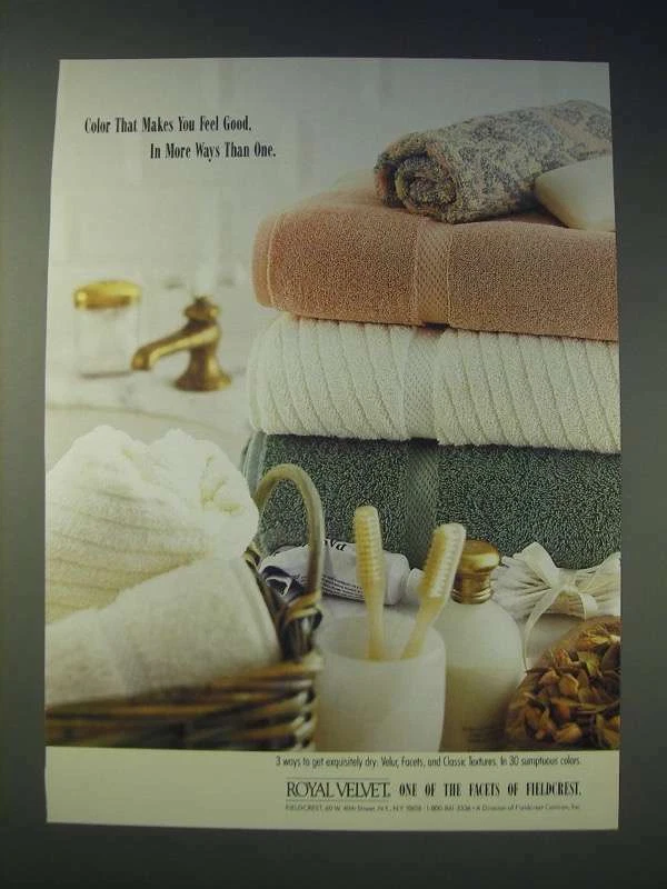 1989 Fieldcrest Royal Velvet Towels Ad Color that makes you feel