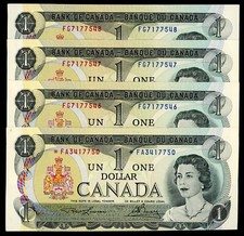 Canada $1 1973 Cut Off Center Replacement Error Dollar #22072