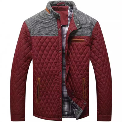 Men's Diamond Quilted Puffer Down Jacket Business Casual Button Down Shirts